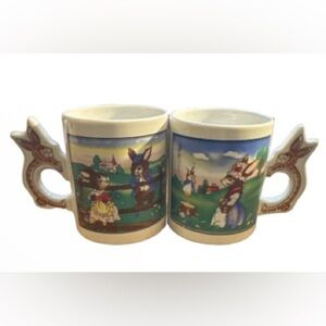 Vintage Peter Rabbit  rabbit handle mugs